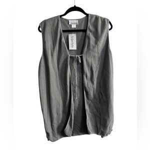 Marchetta Open Front Tie Vest Gray Women’s Large NWT Minimalist USA